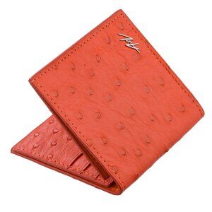 Handmade Ostrich Leather Slim Wallet – Fire Dance Luxury Minimalist Wallet